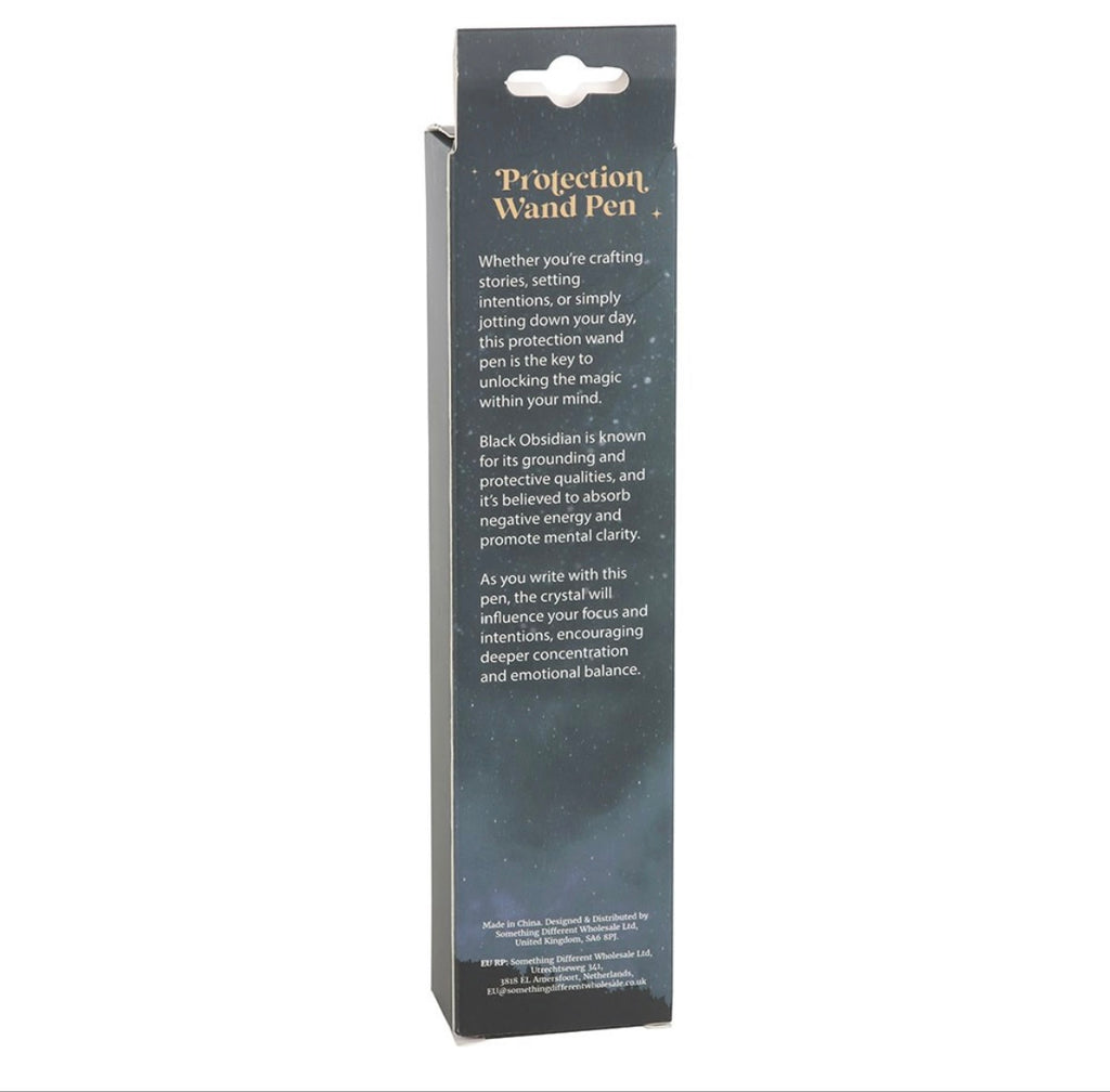 PROTECTION BLACK OBSIDIAN CRYSTAL WAND PEN