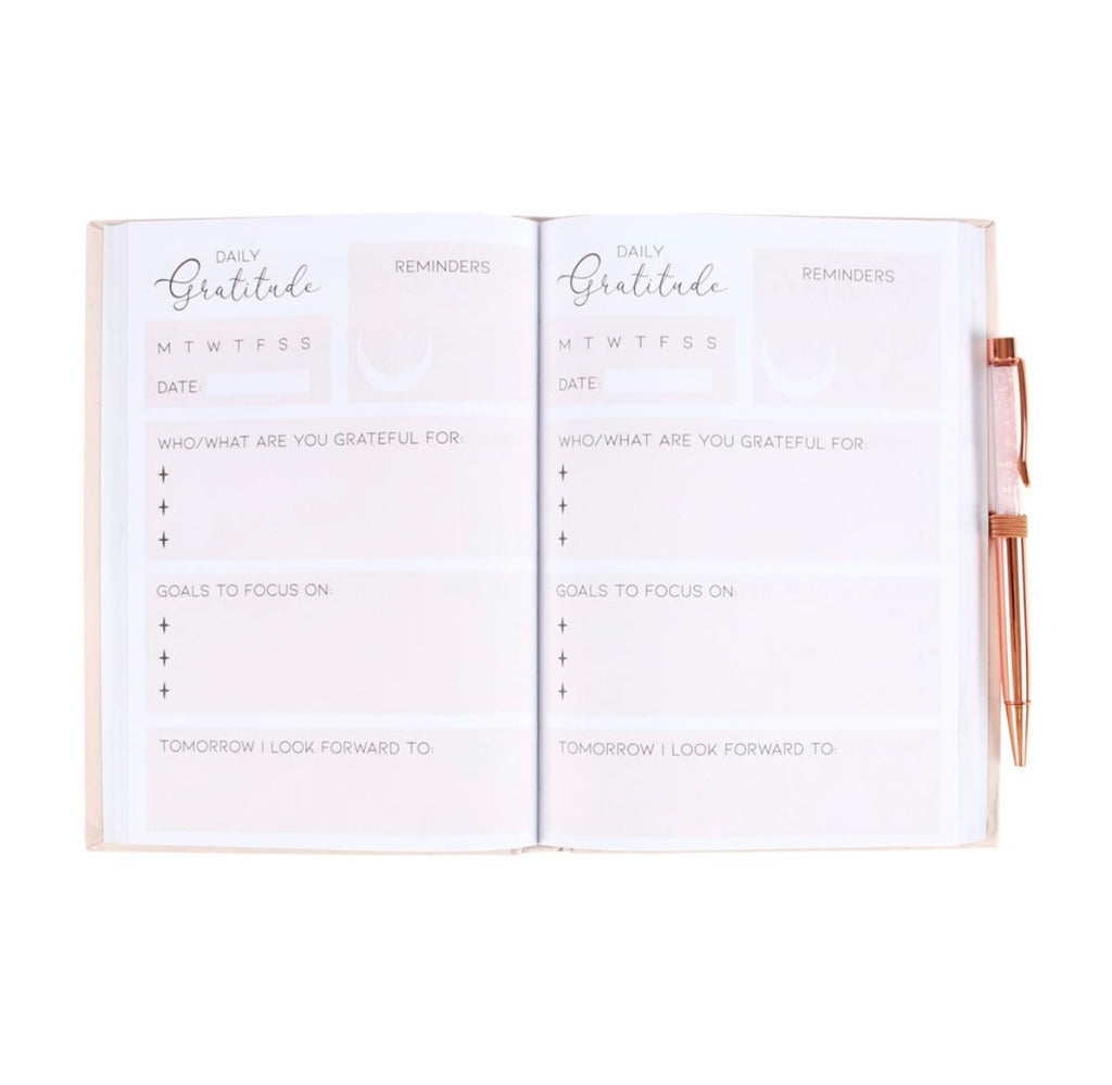 GRATITUDE JOURNAL WITH ROSE QUARTZ PEN