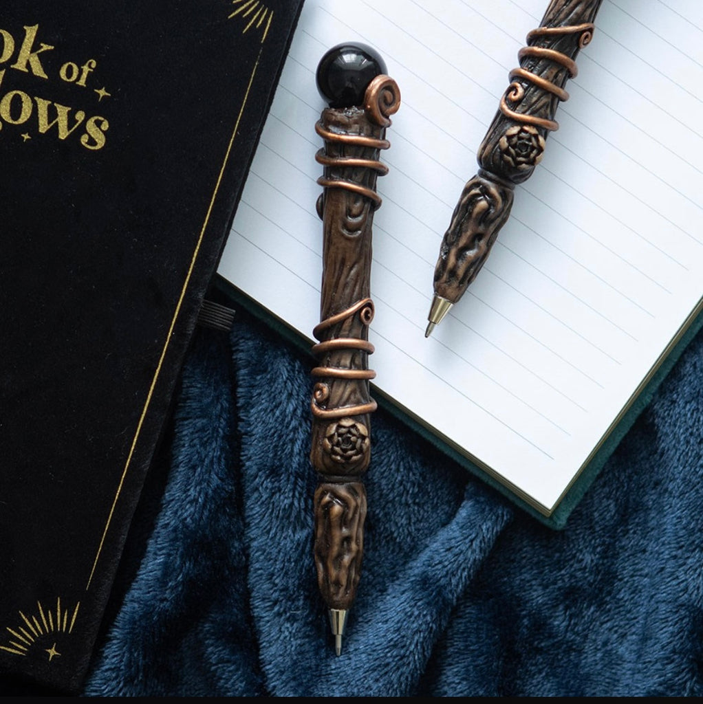 PROTECTION BLACK OBSIDIAN CRYSTAL WAND PEN