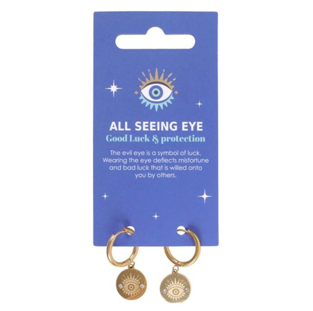 GOLD TONED ALL SEEING EYE EARRINGS
