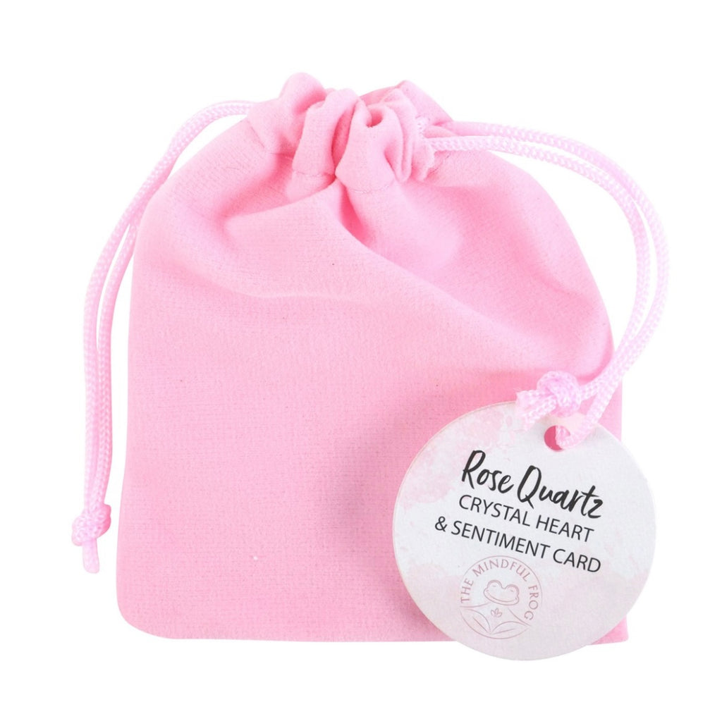 I LOVE YOU ROSE QUARTZ CRYSTAL HEART A WITH BEAUTIFUL DESCRIPTION CARD IN A BAG