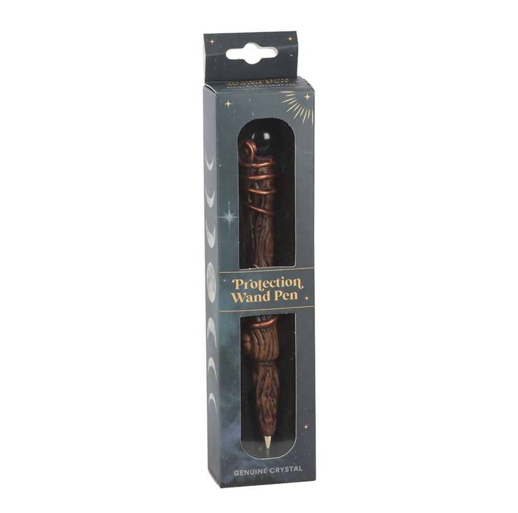 PROTECTION BLACK OBSIDIAN CRYSTAL WAND PEN