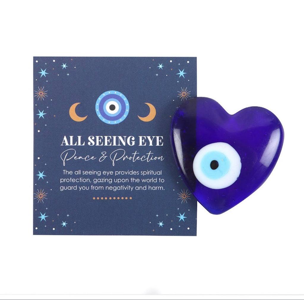 ALL SEEING EYE GLASS HEART CHARMS